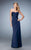 La Femme - Strapless Ruched Sheath Gown with Jacket 21776 in Blue