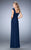 La Femme - 21783 Criss Cross Ruched Cap Sleeves Sheath Long Dress In Blue