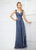 Montage by Mon Cheri - 217954W Queen Anne Metallic Lace Gown in Blue