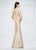 Montage by Mon Cheri - 217955 Floral Lace Mikado Evening Gown in Neutral