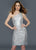 Lara Dresses - Sequined Asymmetric Neck Dress 21796 in Silver