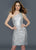 Lara Dresses - Sequined Asymmetric Neck Dress 21796 in Silver
