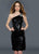 Lara Dresses - Sequined Asymmetric Neck Dress 21796 in Black