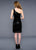 Lara Dresses - Sequined Asymmetric Neck Dress 21796 in Black