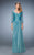 La Femme - 21805 Laced V-Neck A-Line Dress In Blue