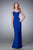 La Femme - 21818 Embellished Bateau Sheath Dress In Blue