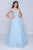 Nina Canacci - 2181 Rhinestone Beaded Cold Shoulder Gown In Blue