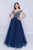 Nina Canacci - 2181 Rhinestone Beaded Cold Shoulder Gown In Blue