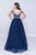 Nina Canacci - 2181 Rhinestone Beaded Cold Shoulder Gown In Blue
