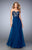 La Femme - 21820 Lace Chiffon A-line Dress in Blue