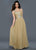 Lara Dresses - Ruched Asymmetric Neck A-Line Dress 21824 in Gold