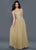 Lara Dresses - Ruched Asymmetric Neck A-Line Dress 21824 in Gold