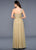 Lara Dresses - Ruched Asymmetric Neck A-Line Dress 21824 in Gold