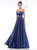 Colors Dress - 2182 Strapless Scoop Neckline Glitter Satin A-Line Gown in Blue