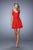 La Femme - 21834 Ruched V-neck A-line Dress In Red