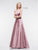 Colors Dress - 2183 Illusion Plunging Neck Satin A-Line Gown in Brown