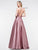 Colors Dress - 2183 Illusion Plunging Neck Satin A-Line Gown in Brown