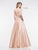 Colors Dress - 2183 Illusion Plunging Neck Satin A-Line Gown in Neutral