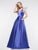 Colors Dress - 2183 Illusion Plunging Neck Satin A-Line Gown in Blue