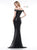 Colors Dress - 2185 Fitted Off-Shoulder Sheath Gown In Black