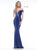 Colors Dress - 2185 Fitted Off-Shoulder Sheath Gown In Blue