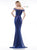 Colors Dress - 2185 Fitted Off-Shoulder Sheath Gown In Blue