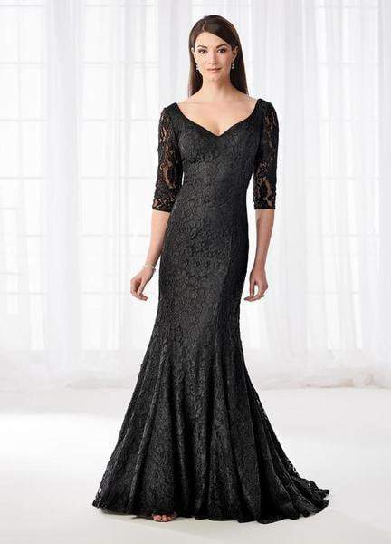 Cameron Blake Quarter Length Sleeves Mermaid Gown 218601W In Black