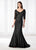 Cameron Blake - 218601W Fitted Curved V neck Mermaid Dress In Black