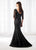 Cameron Blake - 218601W Fitted Curved V neck Mermaid Dress In Black
