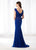 Cameron Blake - 218607W Ruched Trumpet Evening Dress in Blue