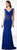 Cameron Blake - 218607 Ruched Trumpet Evening Dress with Removable Sleeves in Blue
