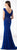 Cameron Blake - 218607 Ruched Trumpet Evening Dress with Removable Sleeves in Blue