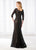 Cameron Blake - 218608W Scoop Quarter Length Sleeves Evening Dress in Black and Neutral