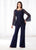 Cameron Blake - 218611W Three-piece Sheer Lace Pantsuit in Blue