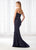 Cameron Blake - 218612 Strapless Peplum Ruffled Sheath Evening Dress in Blue
