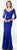 Mon Cheri Fitted V-Neck Seamed Evening Gown 218613 In Blue