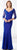 Cameron Blake - 218613 Fitted V-Neck Seamed Evening Gown in Blue
