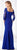 Cameron Blake - 218613 Fitted V-Neck Seamed Evening Gown in Blue