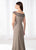 Cameron Blake - 218616W Beaded V Neck Evening Gown in Gray