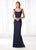 Cameron Blake - 218620W Fitted Sweetheart Cap Sleeves Evening Dress in Blue