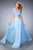 La Femme - 21862 Lace Bateau A-line Dress In Blue