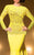 MNM Couture - 2186 Laced Jewel Neck Mermaid Dress in Yellow