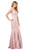 Dancing Queen - 2186 Sleeveless Plunging Neckline Trumpet Dress In Pink