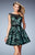 La Femme - 21876 Lace Sheer Bateau A-line Dress in Black and Green
