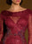MNM Couture - 2187 Sequined Bateau Long Sleeves Long Gown in Red