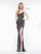 Colors Dress - 2188 Sequined Surplice Sheath Long Gown in Gray
