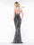 Colors Dress - 2188 Sequined Surplice Sheath Long Gown in Gray