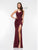 Colors Dress - 2188 Sequined Surplice Sheath Long Gown in Red