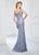 Montage by Mon Cheri - 218901W Embroidered Lace V Neck Evening Gown in Blue