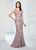 Montage by Mon Cheri - 218901W Embroidered Lace V Neck Evening Gown in Brown
